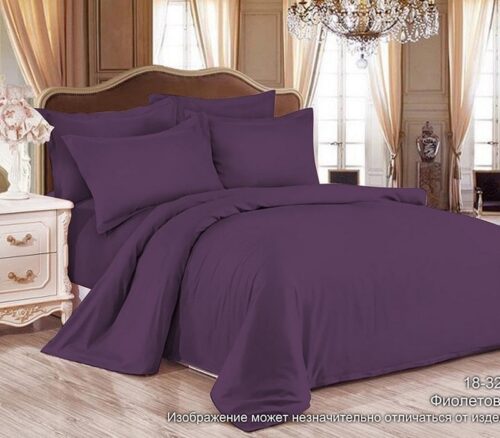 Комплект постельного белья (1,5 спальный) Хлопок (Сатин) Фиолетовый