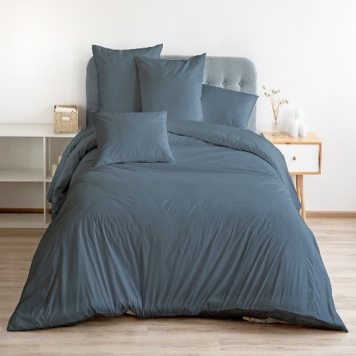 комплект постельного белья серо-синий сатин